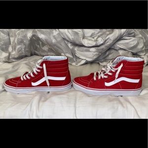 BRAND NEW Vans Sk8 Hi Red Sneakers W 9.5, M 8